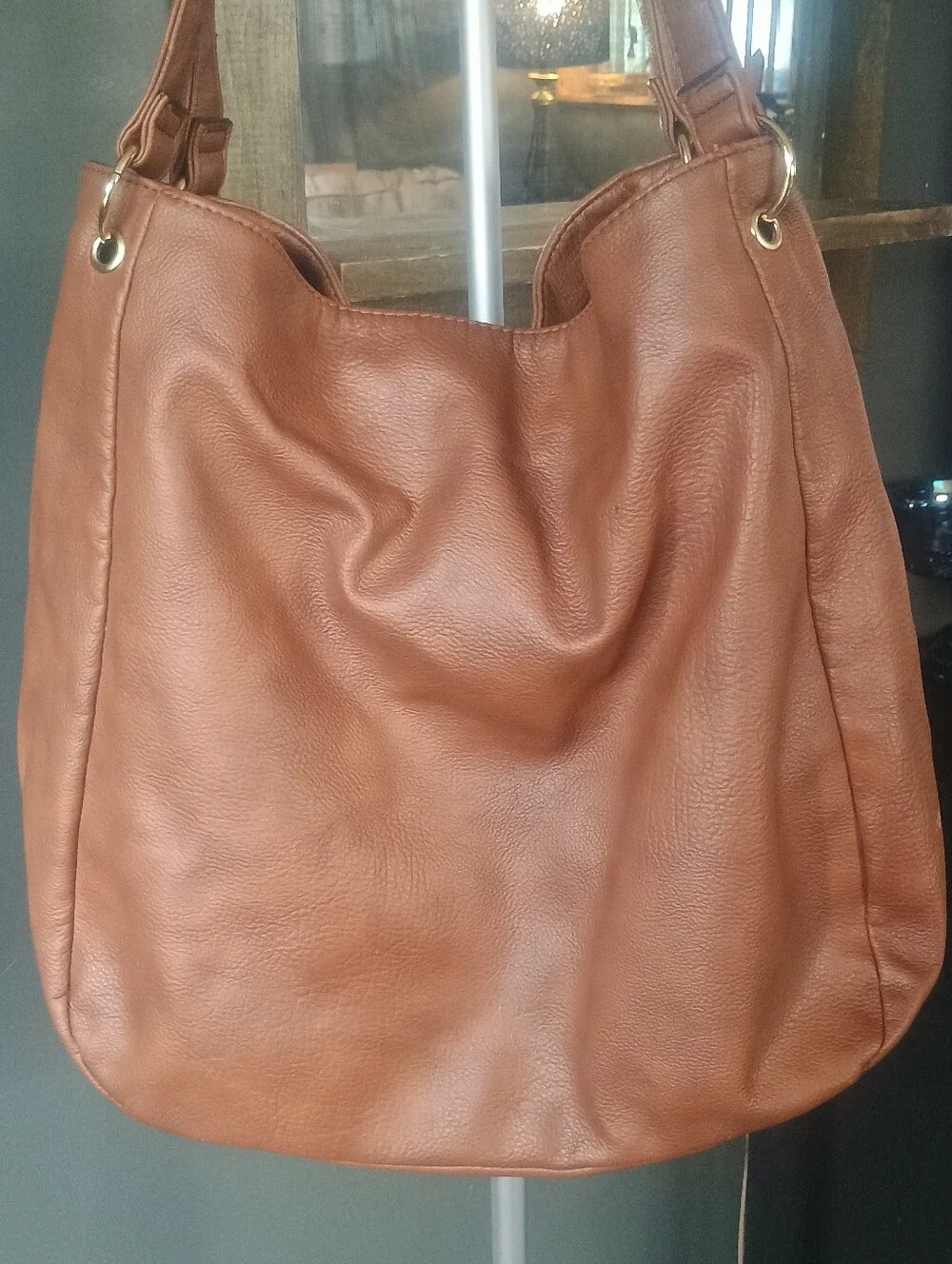 Classic Tan Faux Leather Hobo Bag with Tassel